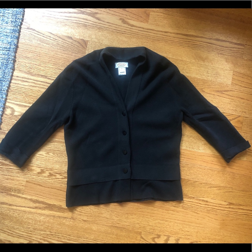 Women’s Talbots Black Cotton Cardigan Sweater M